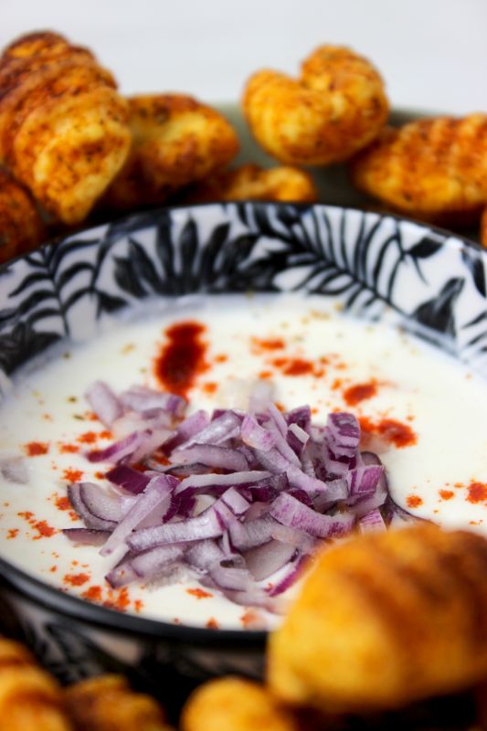 Gnocchi aus dem Airfryer mit Kebap Durüm Gewürz und einem einem Zwiebel-Knoblauchdip