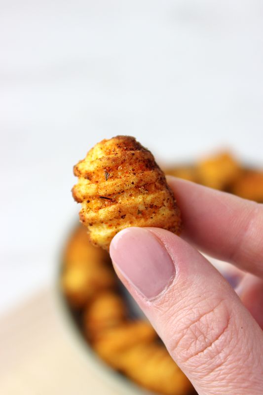 Ein Gnocchi aus dem Airfryer, mit Gyros Gewürz ummantelt